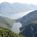 Tiefblick aus der Gondel zu Lago di Vogorno und Maggiore
