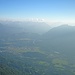 20.07.2010: Blick ins Lechtal - links die Lechtaler Alpen mit dem markanten Thaneller, rechts die Allgäuer Alpen mit der Gaichtspitze.