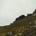 Blick von der Alp Mutteli Richtung Schofwis. Unsere Routenvariante verläuft links der kompakten Felszone unterhalb des Wäldchens