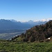 Blick das Rheintal aufwärts zu den Bergen oberhalb Chur.