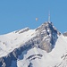 Gerade der richtige Augenblick: über dem Säntis schwebt ein Heißluftballon.