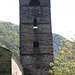 La torre campanaria con la bifora tamponata, dall'aspetto molto massiccio dovuto ad una, probabile, trasformazione in torre di guardia.