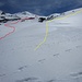 zurück auf 2160m, Aufstiegsroute (rot) und Abfahrt (gelb)