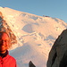 Die N-Wand des Mont Blanc de Tacul. Der Bergschrund ist deutlich zu sehen