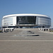 In Мiнск / Minsk - Blick zur Minsk-Arena, Мінск-Арэна. Hier finden aktuell (09. - 25.05.2014) die Eishockey-Weltmeisterschaften statt. Links ist übrigens auch das Velodrom zu erahnen.