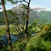 Blick über den kleinen Lago di Mezzola zum Monte Berlinghera