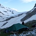 Putting up camp at 1900 meter, with a view to the first part of tomorrow's hike