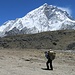our porter approaching 5000m - Nuptse in the background