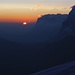Sonnenaufgang im im Bütlassesattel (3020m) mit dem Eiger (3970m).