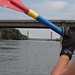 Il viadotto dell'autostrada e il ponte della Tav: un modo di viaggiare in forte contrasto con il nostro kayak.