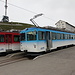 Triebwagen der Vitznau-Rigi-Bahn (rot-weiss) und Arth-Rigi-Bahn (blau-weiss) auf Rigi Kulm
