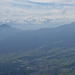 Blick über Goldau und der Rigi-Hochflue zum Alpenhauptkamm