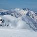 Blick auf die weiten Gletscherflächen der Adamello-Gruppe