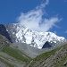 Wow, das sieht ja fast wie im Himalaya aus! Blick zum Täschhorn von der Täschalp, unser Aufstieg, der Mischabelgrat zieht sich vom Gipfel nach rechts hinunter.