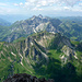 Panorama West:  Lechquellengebirge mit Hochkünzelspitze und Zitterklapfen