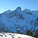 16.01.2011: Die Rappenklammspitze im Winter. Am Begehungstag war der Aufstieg über den vereisten Gipfelgrat (links) ziemlich heikel.