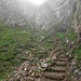 Das Innere des steilen Couloir am Schluß des Aufstieges