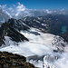 Blick runter auf Les Jumeaux (3875 m) und Glacier des Grandes Murailles