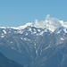 Walliser Hochgebirge (Allalin, Alphubel und die Mischabel-Gruppe hinter den Wolken)