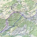 Karte mit Route: Kronberg - Nusshaldensattel - Gross Betten - Bettenloch - Steinflue.<br />Violett: ursprünglich geplant und [http://www.hikr.org/tour/post10849.html vor 2¼ Jahren im Winter begangen].