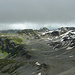 Blick vom Mot da l'Hom zur Fuorcla Sesvenna und zur vom Gletscher geformten Landschaft.