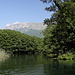 Am Kloster „Sveti Naum“ / Манастир „Свети Наум“ - ... befinden sich Quellen des Ohrid-Sees. Das Wasser, welches hier hervorsprudelt und wenig später als kurzer Strom in den See rauscht, soll aus dem höher gelegenen Prespa-See auf der anderen Seite des den Galičica-Gebirges stammen. Foto während einer Fahrt mit dem Ruderboot über den Quell-See am 11.06.2014.