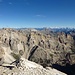Versammelte Dolomiten-Prominenz von Marmolada über Sellastock, Geislergruppe, Fanesgruppe, Heiligkreuzkofel bis zu den anderen Tofane-Gipfeln