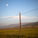 Telegraph pole and moon.