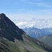 Hohe Warte und Karwendelberge (herangezoomt), vom Pass beim Steinernen Lamm aus gesehen