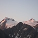 Wilder Pfaff (links, 3458m), Zuckerhütl (Mitte, 3505m) und Pfaffenschneid (rechts, 3498m) über dem weitläufigen Gletschergelände des Sulzenauferners