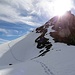 Steile Schneeflanke im Schlussaufstieg