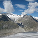 der Gipfel des Aletschhorns gegenüber noch von Wolken umhüllt