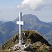 Das Gipfelkreuz der Dent de Broc. Im Hintergrund Le Moléson.