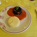 feines Tagesmenu (Auberginen-Flan mit Reis) im Restaurant "Le Corsica" in Calacuccia