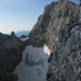 Blick vom Grat zum steilen Blaueisgletscher und dem Hochkalter