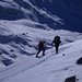 Aufstieg zur Hütte - weit über den Spalten des Zinalgletschers