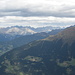 Blick hinüber ins Arlberggebiet;<br />im Vordergrund die Bergbahn von Schruns zum Hochjoch