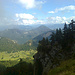Schortenkopf (1322m) Schortenköpferl (1245m) und daneben die Felsabbrüche unterhalb des Dümpfelgipfels