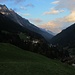 Abendstimmung in Hinterhornbach unter den Roßkarspitzen