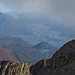 Dalla vetta, l'Adda che entra nel Lario e l'inizio della Valtellina.