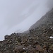 Das Geröllband, das zum Joch zwischen Saldurspitze und Lagaunspitze führt. Es ist steiler, als es in diesem Bild wirkt.