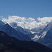 Obergabelhorn, Matterhorn (in Wolken gehüllt) und Dent Blanche