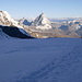 auf dem Grenzgletscher, im Hintergrund Matterhorn mit nahender Gewitterfront