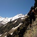 [u Gargamel] im Abstieg von den Mischabelhütten 3335m, im Hintergrund Allalinhorn 4027m (links) und Alphubel 4206m (rechts)