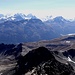 das Bernina-Massiv - und der gestern erreichte Piz Julier - dominieren das Panorama