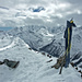 Auf dem Gipfel des Piz Muragl, dahinter Palü und Bernina (in den Wolken)