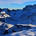Piz Forun (3052,3m): Aussicht nach Süden zu den Gipfeln Piz Kesch / Piz d'Es-cha (3417,7m), Piz Porchabella (3079m) und Piz Val Müra (3162m).