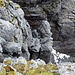 Selber bin ich vom Restschnee im Bild von hinten auf den Pfeiler in der Bildmitte, und von da direkt über die Felsen links im Bild zum Gipfelplateau hoch.