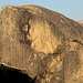 Half Dome as seen across the valley from Yosemite Point, Snake Dike starts at the very right (cursor) and follows the horizon to the summit plateau. 