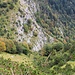 etwa dort, wo auf der Wiese ein gut sichtbarer weißer Fleck ist, verläßt man das Waldstück und quert zur Schulter hinüber
